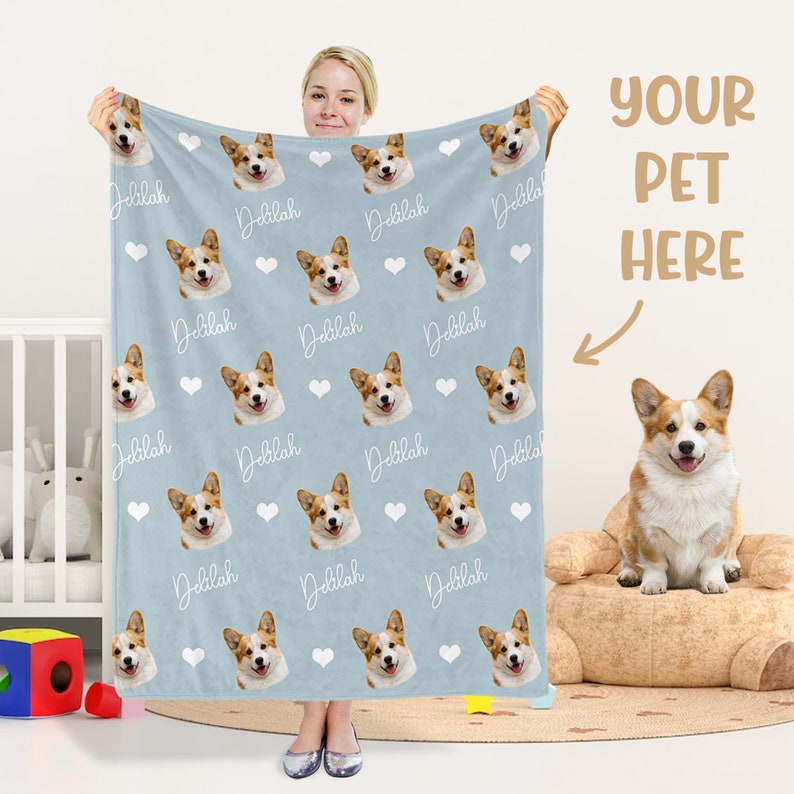 Custom Pet Blanket Custom Dog Photo Blanket With Name Custom Dog Blanket Pet Photo Blanket Dog Dad Gifts, Pet Lover Gifts