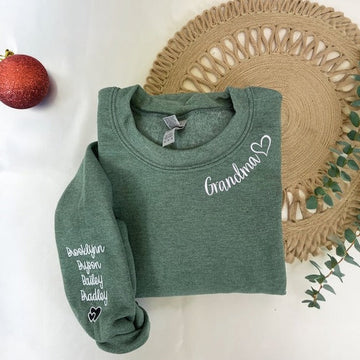 Personalized Embroidered Grandma Shirt with Grandkids