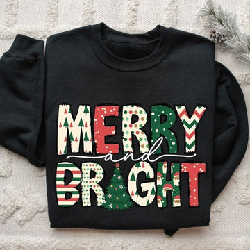 Merry and Bright Sweatshirt, Christmas Sweatshirt, Family Christmas Sweatshirt, Christmas Sweatshirts for Women, Merry Christmas Sweatshirt