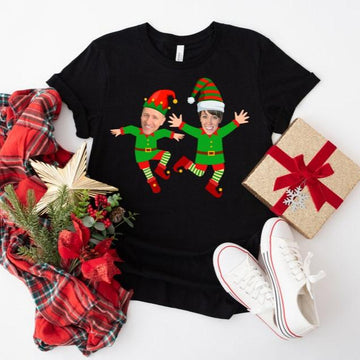 Family Custom Face Christmas Shirt Ugly Christmas Elf Face Custom Shirts Christmas Family Party Shirt Funny Christmas Gift Personalized