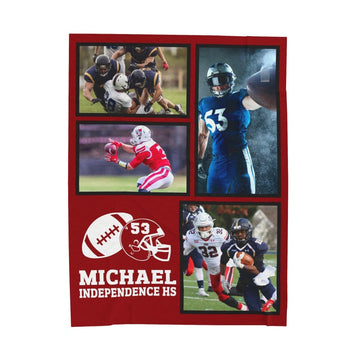 Custom Photo Football Stadium Blanket, Personalized Name, Number, Color Sports, End of Year Senior Gift Award, Spirit Wear, Memory