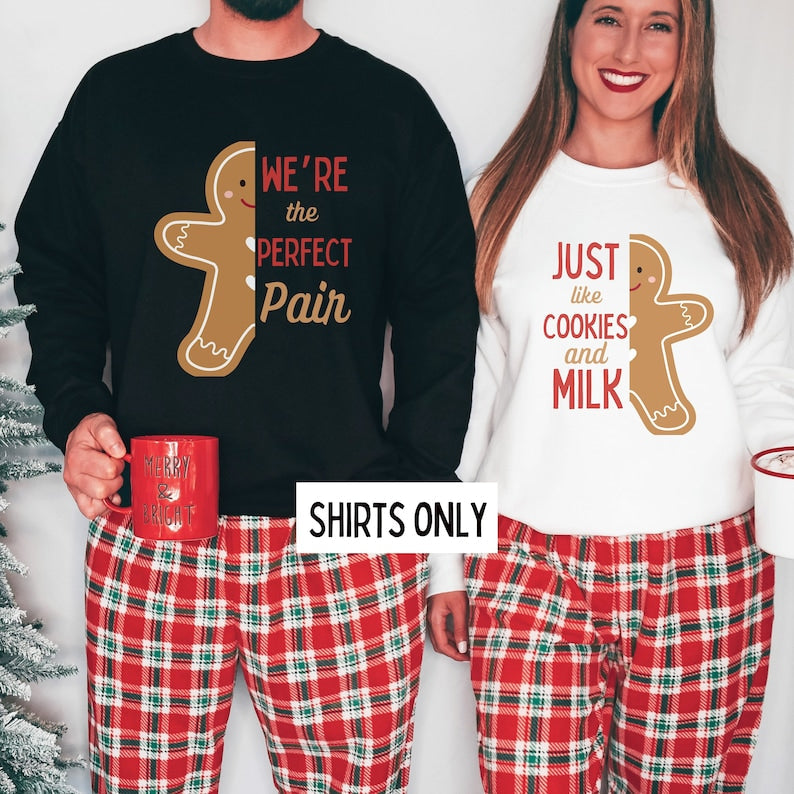 Couples Christmas Shirt, Couple Christmas Pajama, Gingerbread Matching Christmas TShirts, Couple Sweaters,Funny Ugly Sweater Party Tees