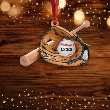 Personalized Baseball Christmas Ornament -Baseball Equipment Wood Ornament-Baseball Custom Ornament-Baseball Team Gift-Christmas Gift