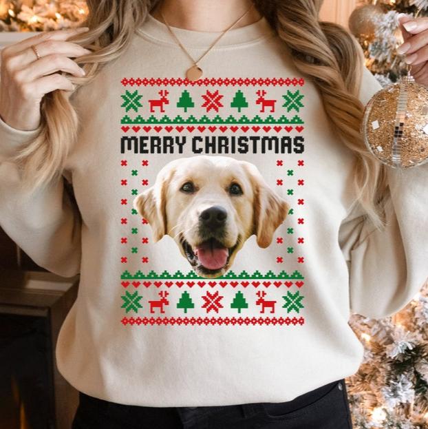 Custom Photo Ugly Christmas Sweatshirt, Dog Lover Sweater, Custom Face Sweatshirt, Funny Ugly Christmas Sweater, Personalized Ugly Sweater