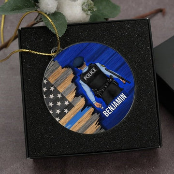 Police Gifts,Custom Gift for Policeman,Thin Blue Line Gift for Police Officer,Ornament for Cop,Police Chief Gift,Police Car Charm,Police Dad