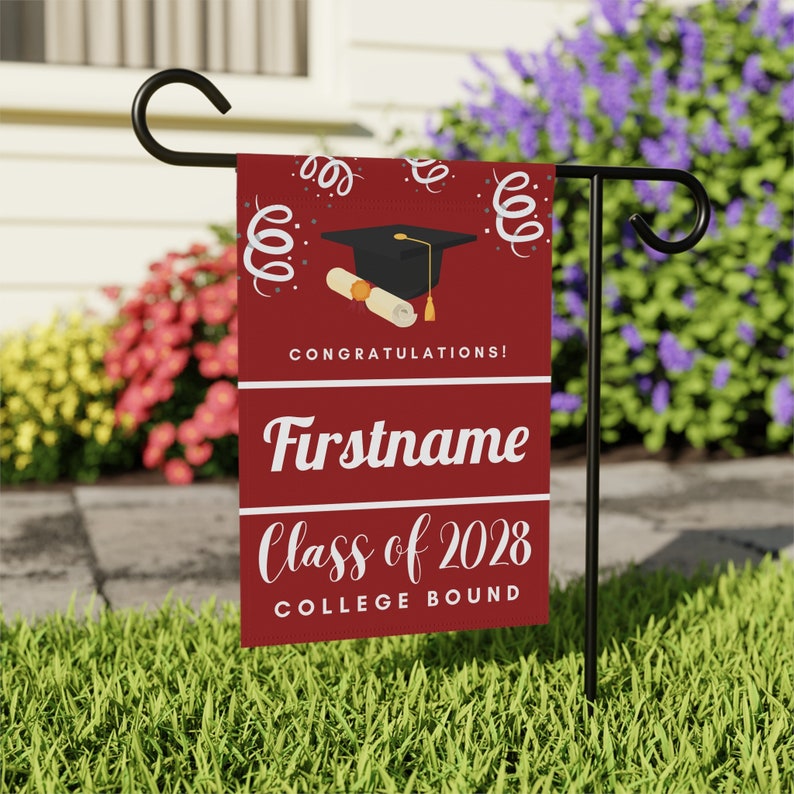 Custom College Bound Yard Flag, Custom College Sign, College Garden Flag, College Bound Flag, Personalized College Yard Flag