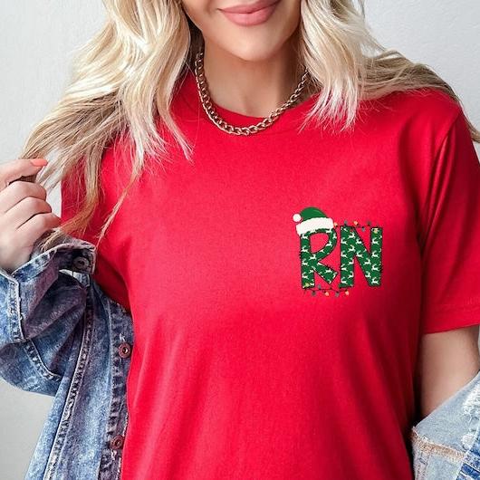 Christmas RN Shirt, Registered Nurse Holiday Shirt, RN Festive Tee, Registered Nurse Christmas Shirt, RN Shirt, Healthcare Apparel