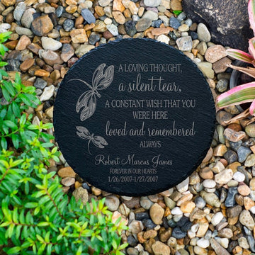 A Silent Tear Memorial Garden Stone, Sympathy Gift, Slate Grave Marker, Keepsake, Remembrance, Bereavement Gift, Loss of a Loved One