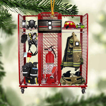 Personalized Firefighter Equipment Locker Room Christmas Ornament, Firefighter Keepsake Xmas Tree Decor, Gift For Firefighter , Gift For Dad