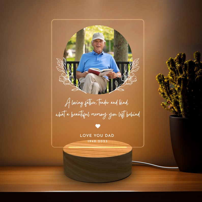 Personalized Mother Picture Frame Memorial Gift, Customized Plaque Night Light, Table Decoration for Loss of Loved One, Teacher appreciation