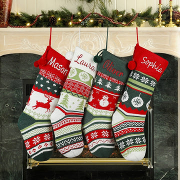 Personalized Knitted Christmas Stockings,Name Embroidered Christmas Stocking,Cable Knit Personalized Family Stockings,Custom Stockings