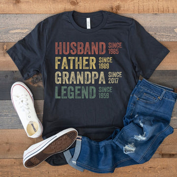 Personalized Dad Grandpa Vintage Shirt, Father's Day Shirt, Husband Father Grandpa Legend, Grandfather Custom Dates