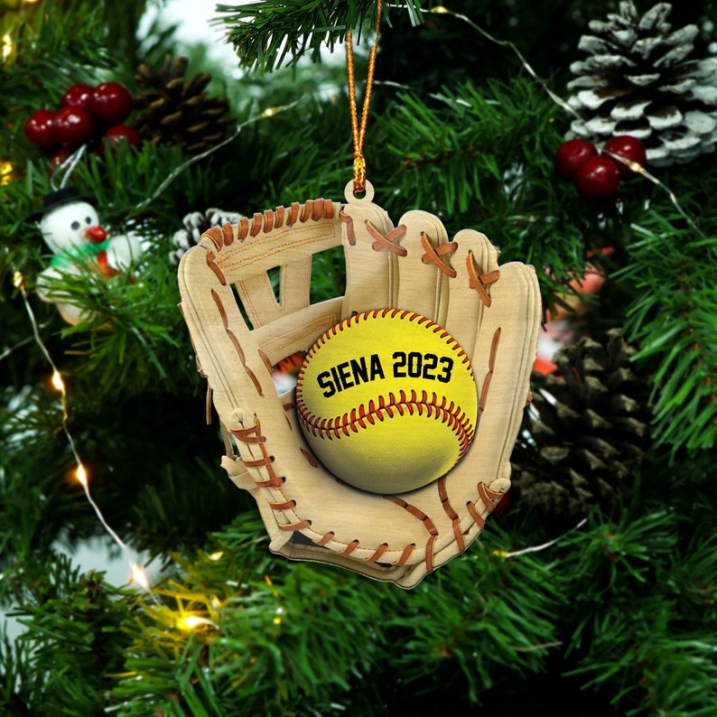 Personalized Softball Ornament, Custom Softball Ornaments, Softball Christmas Ornament, Sports Ornament Personalized, Sport Team Ornament