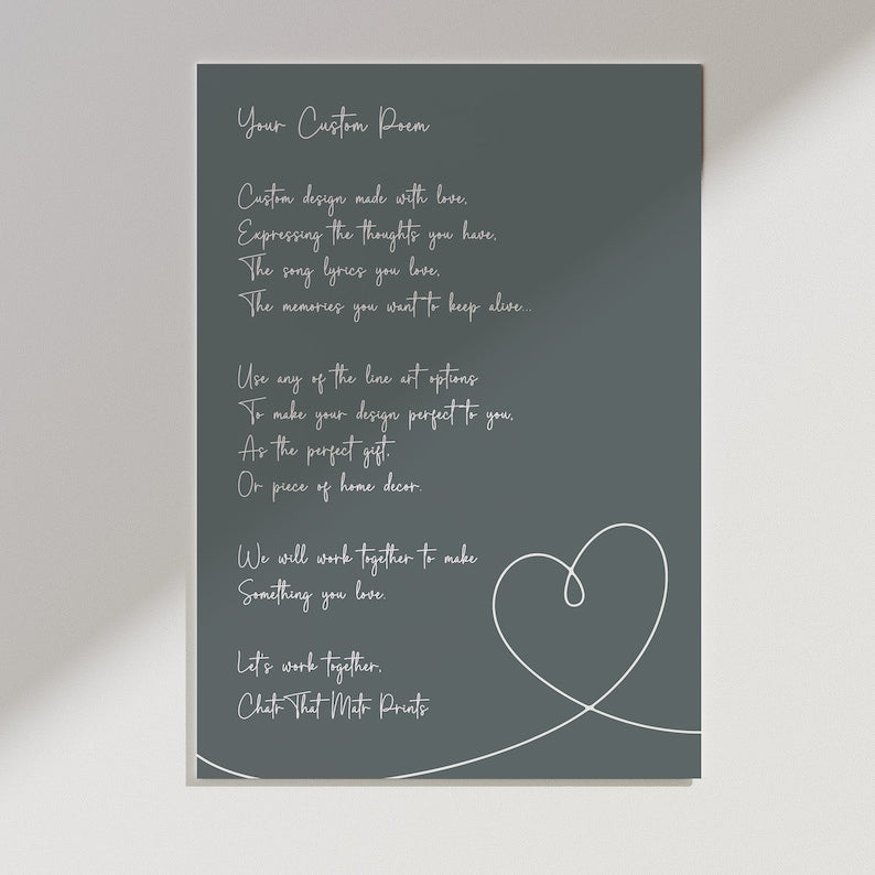 Custom Poem Wall Art, Custom Quote Ideal Print, Personalised Text Art Gift, Custom Minimal Line Art Birthday Canvas, Custom Celebration Gift