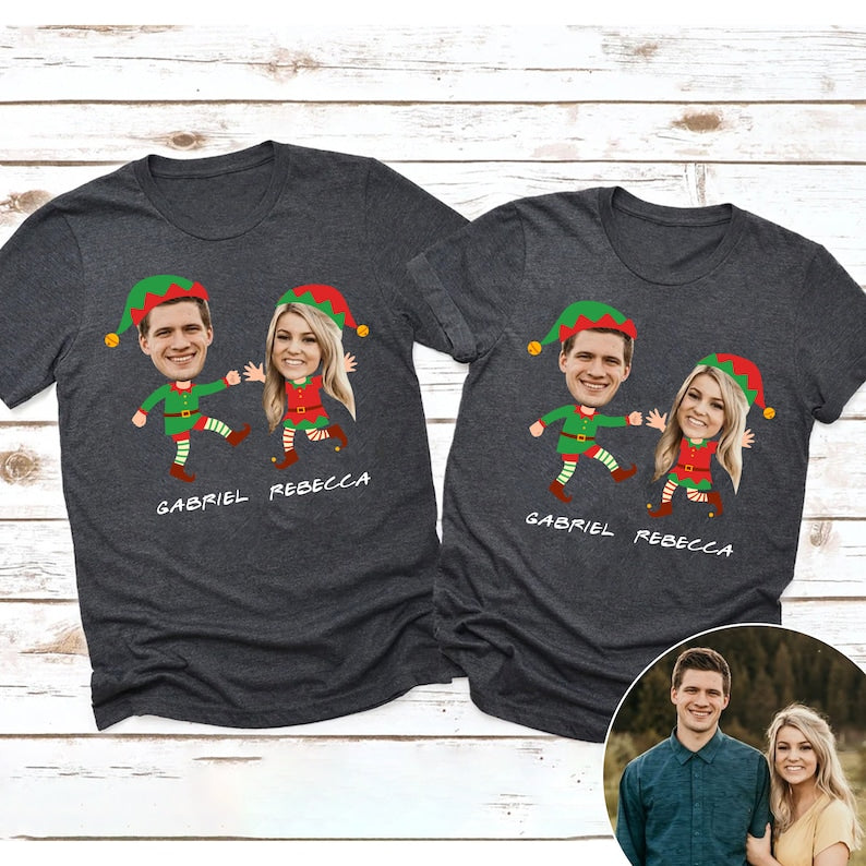 Personalized Photo Family Elf Shirts, Christmas Elf Family 2024 Shirt, Custom Christmas Shirt, Family Matching Shirt, Elf Family Gift