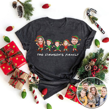 Personalized Photo Family Elf Shirts, Christmas Elf Family 2024 Shirt, Custom Christmas Shirt, Family Matching Shirt, Elf Family Gift