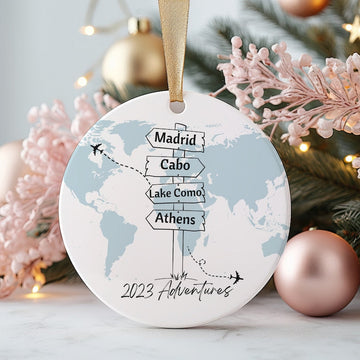 Personalized Travel Adventure Ornament, Traveling Christmas Ornament, Ornament Gift, Travel Gift, Christmas Gift, Travel Ornament, Travel