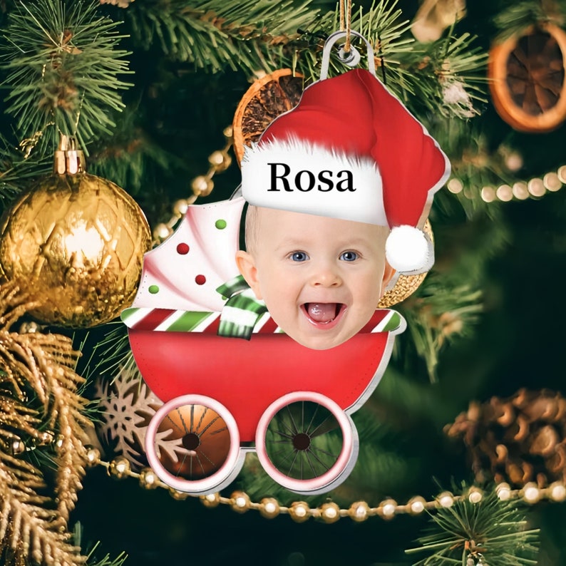 Cute Baby Ornaments - Customized Face Names - Christmas Ornaments -Newborn First Christmas -Baby Photos Christmas Ornaments -Christmas Gifts