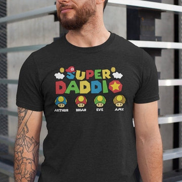 Personalization Super Daddio Shirt, Matching Super Dad Shirt, Super Daddio Shirt, Dad Shirt with Kids Names, Father's Day Shirt, Dad Shirt