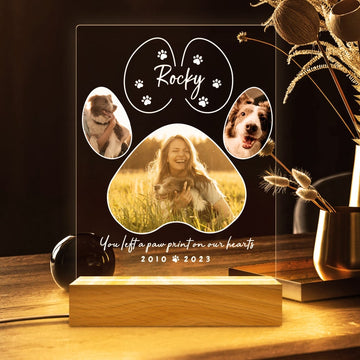 Pet Memorial Night Light, Custom Pet Plaque, Pet Night Light, Custom Pet Photo, Pet Memorial Frame, Gifts for Pets, Cat Dog Loss Gift