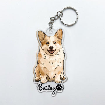 Personalized Pet Portrait Keychain, Custom Dog Keychain, Dog Lover Gift, Gifts For Pet Lover, Cute Dog Photo Keychain, Dog Acrylic Keychain