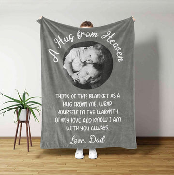 A Hug From Heaven Blanket, Memorial Blanket, Custom Photo Blanket, Remembrance Gift, Personalized Memorial Blanket, In Loving Memory Blanket