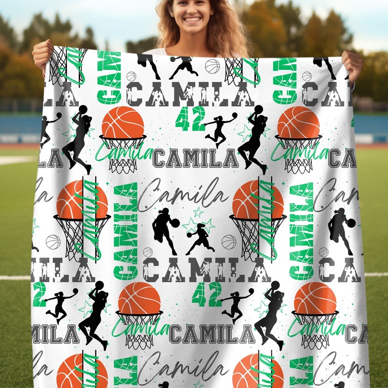 Basketball Girl Personalized Blanket, Custom Name Basketball Throw, Gift For Basketball Player, Sports Team Gift, Senior Night Gift