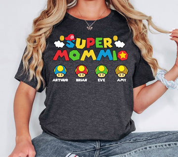 Personalization Super Mommio Shirt, Matching Super Mom Shirt, Super Mommio Shirt, Mom Shirt with Kids Names, Mom Shirt