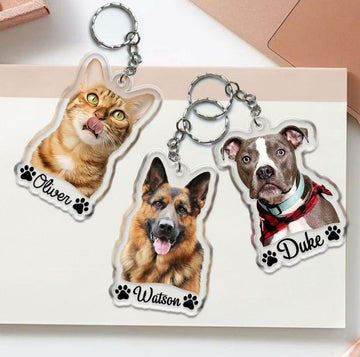 Custom Pet Portrait Keychain Custom Icon and Name, Dog Mom Gift, Pet Acrylic Keychain, Personalized Dog Lover Gift, Dog Portrait Keychain, Gifts For Pet Lover