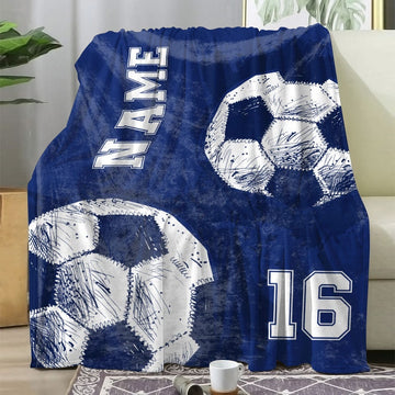 Personalized Soccer Blanket, Custom Football Soft Cozy Sherpa Fleece Blankets, Gift for Soccer Lovers, Birthday Gift For Son, Brother