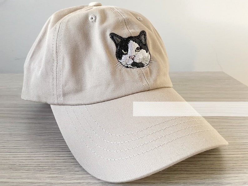 Custom Embroidered Cat Hat, Personalized Baseball Cap Using Your Cat Photo