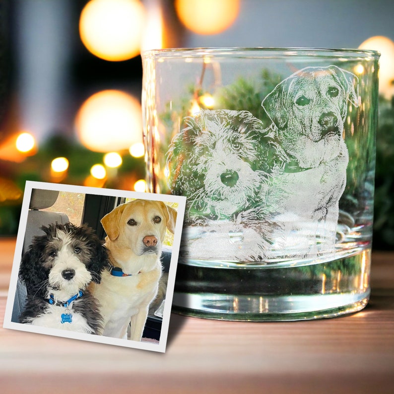 Custom Dog Portrait Whiskey Glass Gift - Upload Your Pet Photo on Glasses, Gift for Pet Lovers