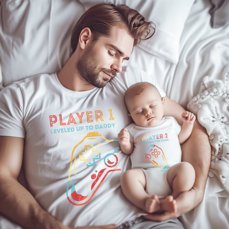 Level Up to Daddy Shirt, Matching Dad Baby Tees, Matching Father Son Shirt, Dad Daughter T-shirt, Player 2 Entered Game