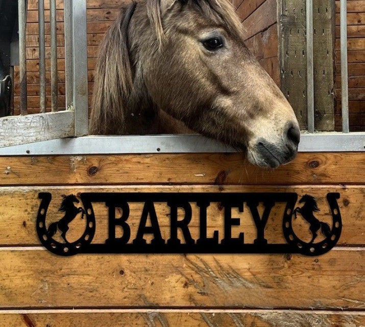 Personalized Horse Stall Name Plate,Horse Metal Sign,Horse Stall Sign,Horse Name Sign,Horse Farm Sign,Outdoor Decor,Horse Ranch Decor