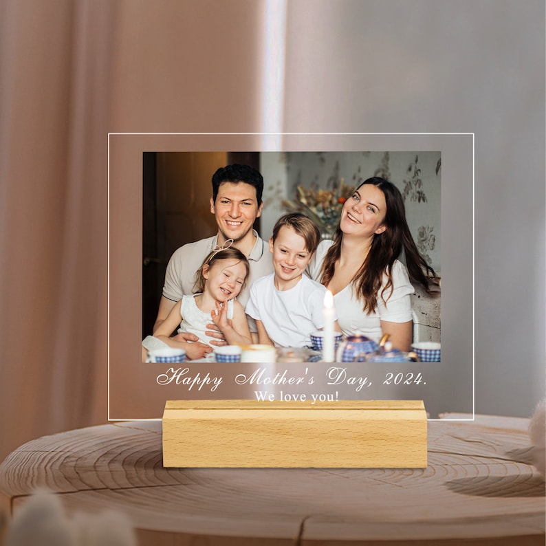 Personalized Photo Plaque With Stand, Custom Photo Wedding Gift, Photo Frame, Gift for Her, Gifts for Mom, Mother's Day Gift