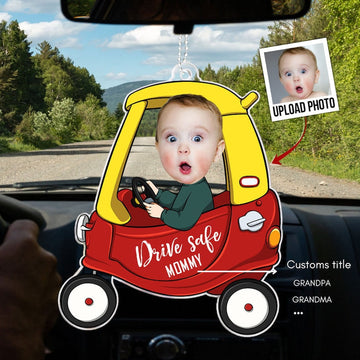 Personalized Car Photo Ornament - Drive Safe Daddy / Mommy - Photo Custom Ornament, Gift For Dad, New Dad, New Mom, New Grandpa, New GrandMa