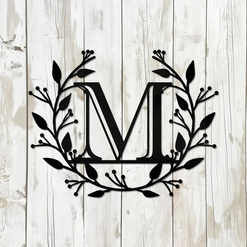 Custom Metal Last Name Letter with Vines | Last Name Sign | Personalized Family Sign | Housewarming Wedding Anniversary Gift | Outdoor Decor