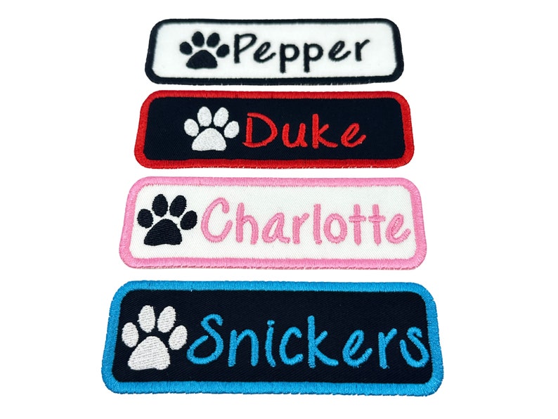 Name Patch With Paw Print Custom Embroidered, Dog Patch, Cat Patch