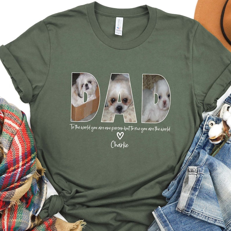 DAD Photo Shirt, Custom Dad Shirt, Custom Father's Day Gift, Personalized Gift for Father, Printable Father's Day Photo Shirt, Dog Dad Gift