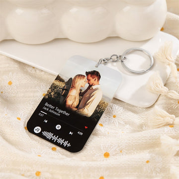 Custom Photo Keychain,Gift for Mom Keychain,Music Code Keychain,Mother's Day Gifts,Memory Gift for Couples,Gift for Her Keychain