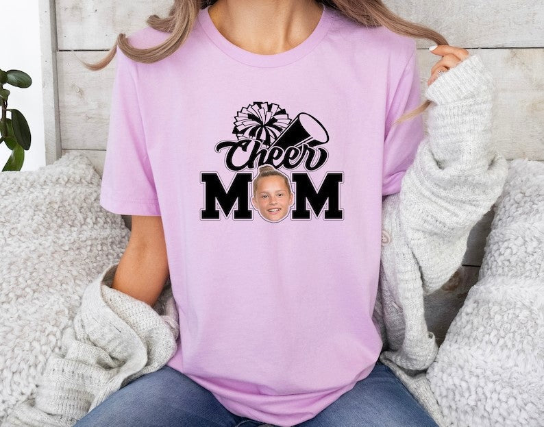 Custom Cheer Mom Shirt, Personalized Cheerleading Photo Shirt, Cheer Gift For Mom