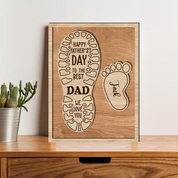 Best Dad Ever Wodden Frame, Dad's Foot and Kids, Father's day, gift from Kids Grandpa Gift For Dad