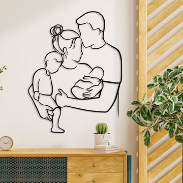 Custom Family Portrait Metal Wall Art, Personalized Family Artwork Metal Line Art, Custom One Line Drawing Art, Couples Portrait Wall Decor