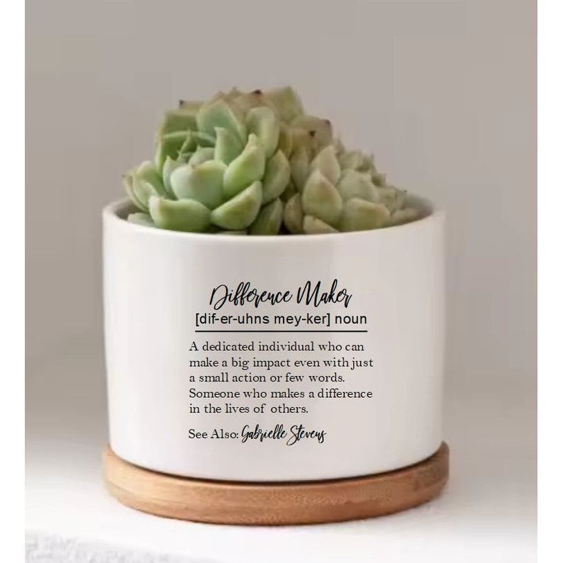 Difference Maker Personalized Succulent Flower Pot Employee Appreciation Gift Thank you Gift Coworker Gift Inspirational Teacher Gift