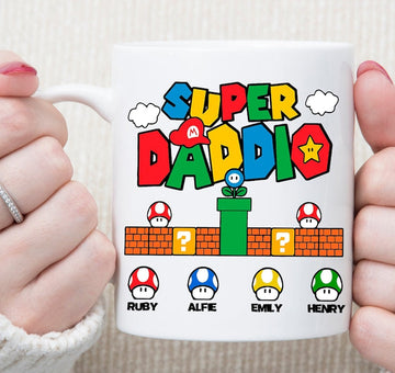 Father's Day Personalised Super Daddio Mug, Dad Gift, Gamer Gift, Personalised Birthday Gift, Funny Dad Gift