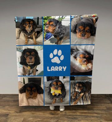 Photo Collage Personalized Dog Photo Blanket, Photo Blanket with Paw Print and Name, Personalized Gift, Memorial Blanket, Pet Blanket, Pet Gift, Dog Gift