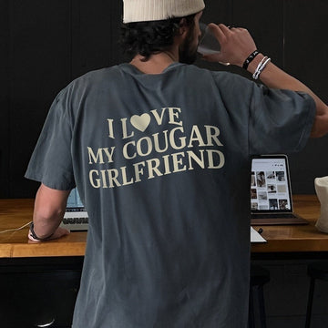 I Love My Cougar Girlfriend Comfort Colors Shirt, Boyfriend Gift, I Love My Girlfriend Tee, I Heart My Cougar Shirt, Valentines Gift