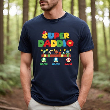 Custom Super Daddio Shirt, Personalized Kids Name Dad Shirt, Daddy Shirt, Father's Day Shirt, Gift for Dad, Super Dad Shirt ,Gamer Daddy Tee