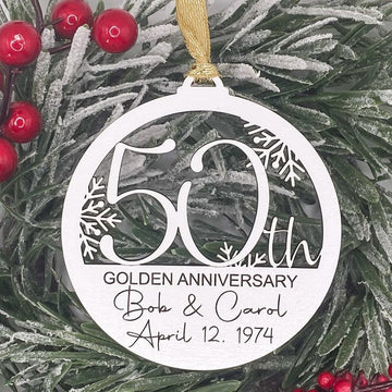 50th Anniversary Personalized Christmas Ornament, 50th Wedding Anniversary Gift, Anniversary Party Gift, Custom 50th Anniversary Gift