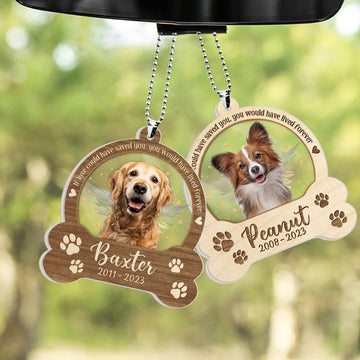 Fathers Day Gifts For Dog Dad, Custom Memorial Pet Photo Car Ornament, Dog Lovers Gifts, Car Accessories, Loss Of Dog Gifts, Memorial Gifts